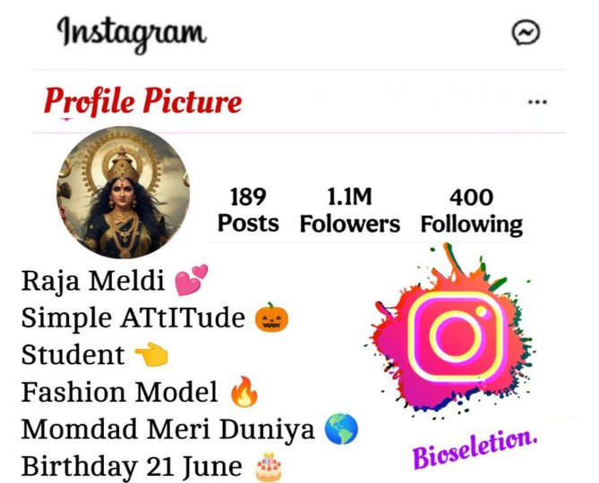Maa Meldi Bio For Instagram